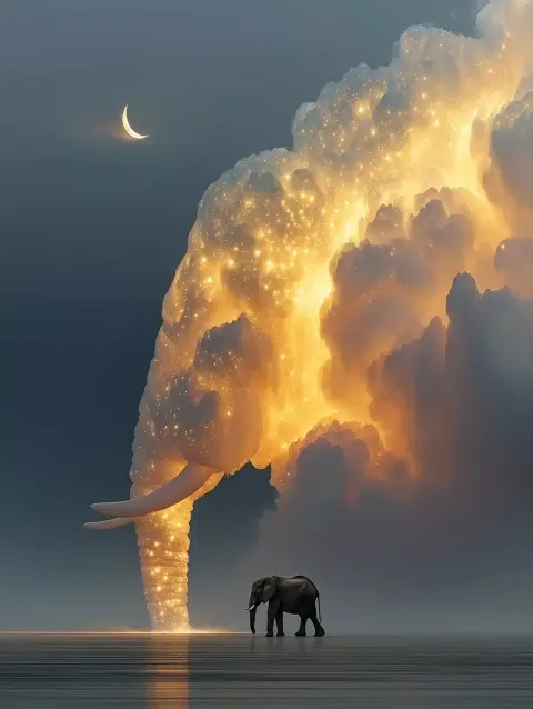 Surreal Elephant In Stars