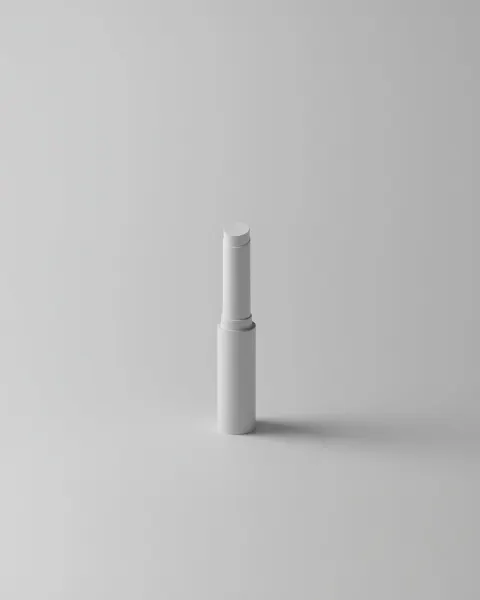 Minimal product photography of a lipstick, clean composition, product centered