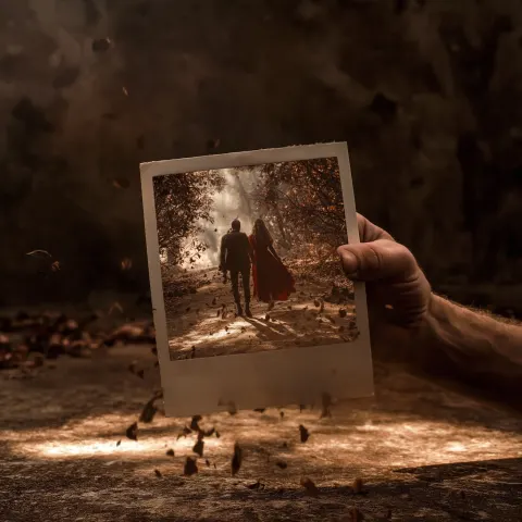 A rendering of a photo developing of falling out of love