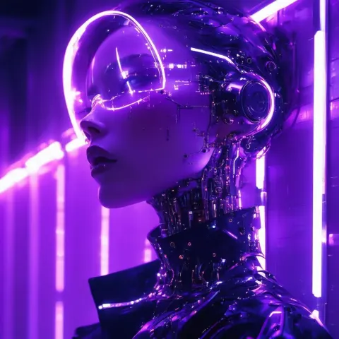 Neonpunk Pose in Purple Shadowed Futures