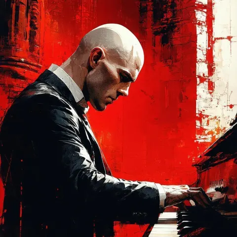 Agent 47 at the Monastery Piano