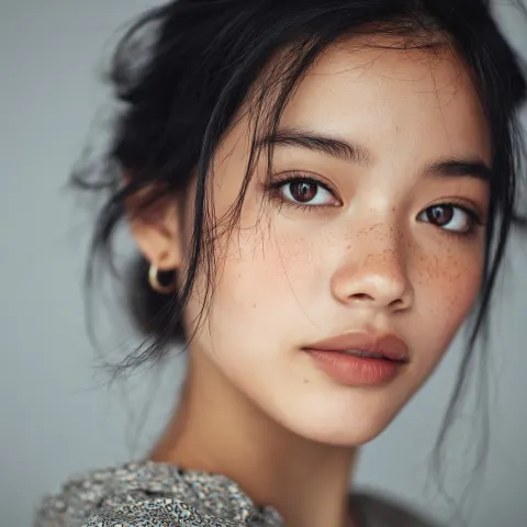 Surreal portrait of a 17-year-old Asian girl, very exquisite, stunning and friendly face