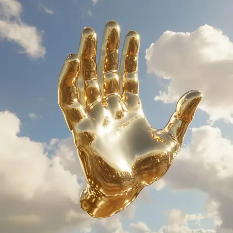 3D Golden Hand In Sky
